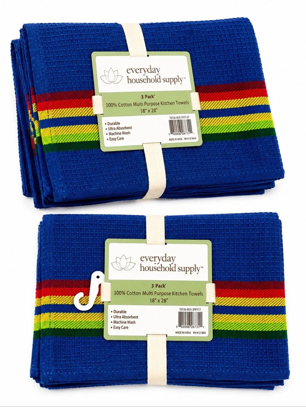 Everyday Household Supply Blue Multi Stripe Kitchen Towels 6 Piece